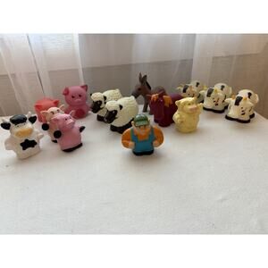 Lot 12 Tomy Ertl John Deere Farm Animal Figures Pig Cow Sheep Farmer Bonus READ